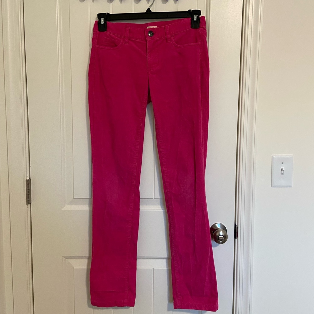 EUC J.Crew women’s Matchstick hot pink soft corduroy pants size 26R